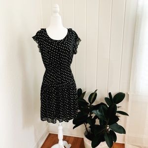Bow Print Pleated Dress